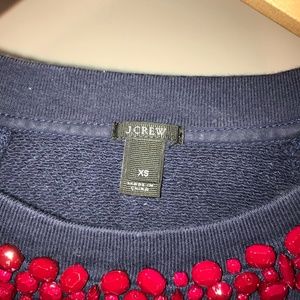 J. Crew, Navy Blue with Red Jewels, XS Sweatshirt